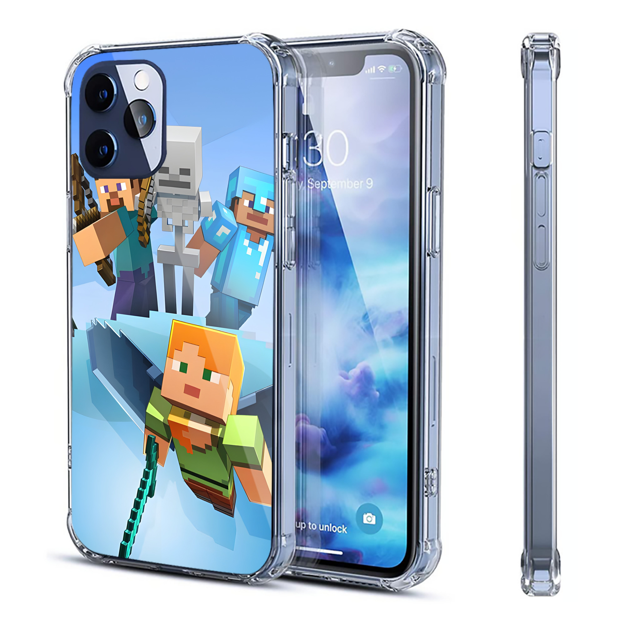 （画像用） マインクラフト ブロックの世界 Minecraft MC Block world 【iPhone 12シリーズ対応】透明スマホケース（クリアソフトケース）